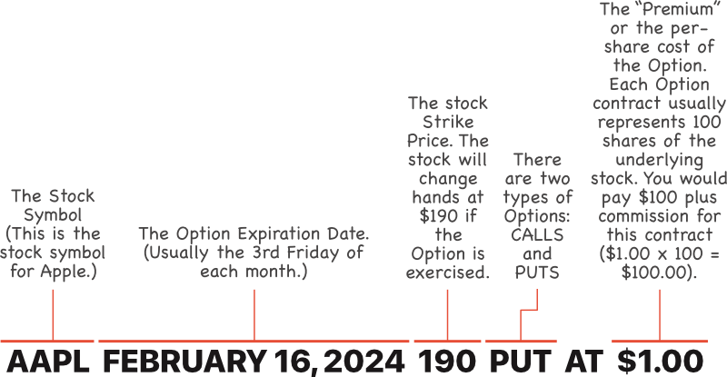 Anatomy Of A Trade: Diagram of how to write an option trade.